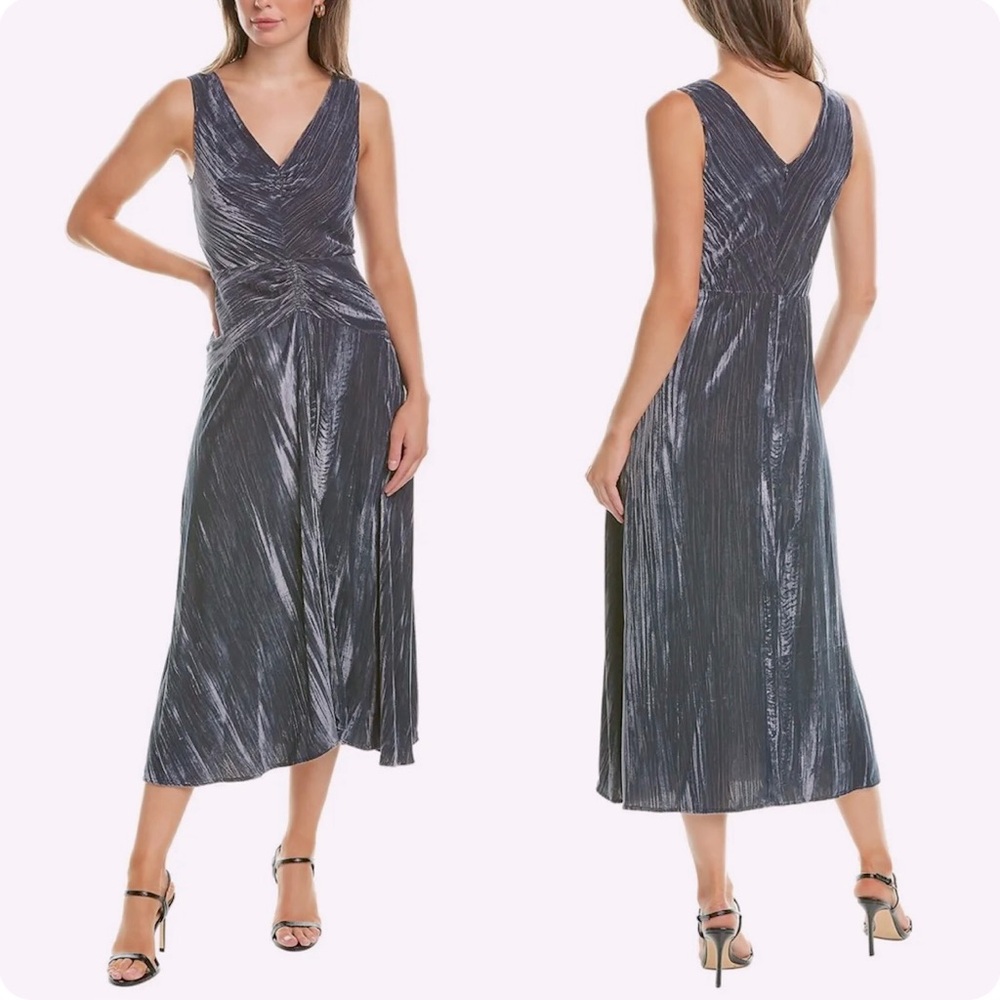 VINCE - Velvet ruched midi dress size 10